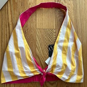 Size small farm rio yellow stripe reversible crop top